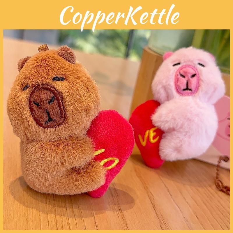 Capybara Loveable Plush Keychain Cute Cartoon Heart Key Tag Magnetic Kid Closure