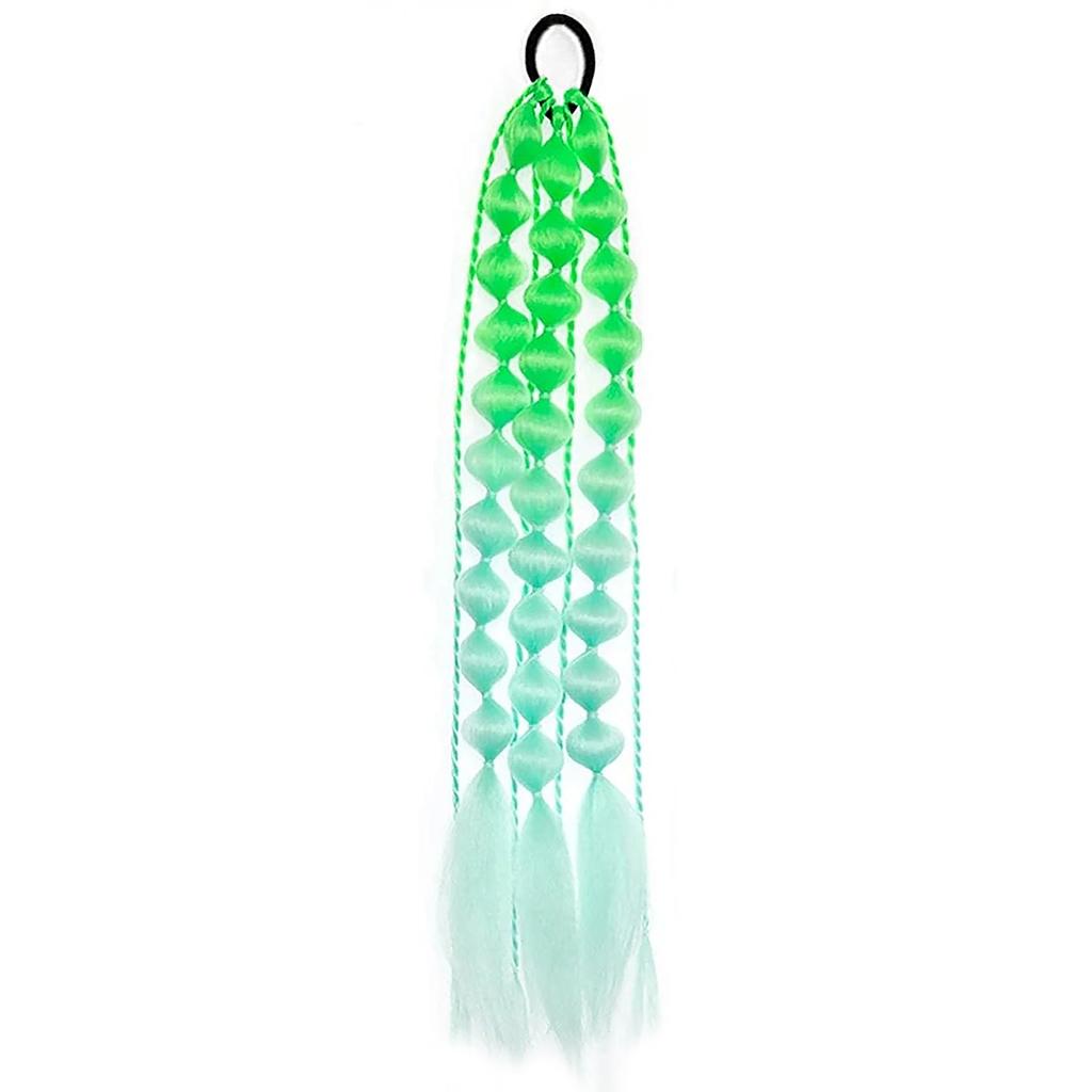 Synthetic 1Pcs Ponytail Extension Corlorful Bubble Braid Long Lantern Braided Ponytail with Hair Tie Straight Hairpieces