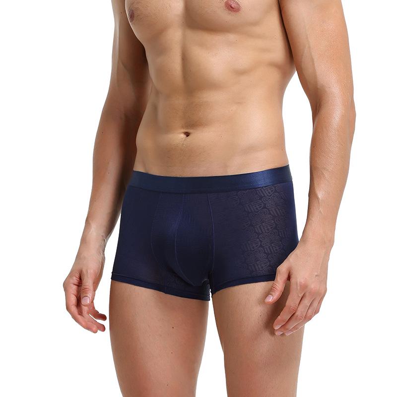Men's Fu Character Jacquard Nylon Breathable Boxer Briefs with U-Pouch