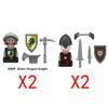 MOC Medieval Building Blocks Castle Knights Army Soldiers Warrior Accessories Warhorse Helmets Shields Armor Toy Gifts S036 DIY