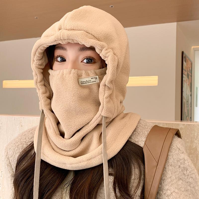 Motorcycle Winter New Knitted Hat Lady Wool Cap Mask Heating and Thickening of Cycling Neck Cap