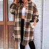 Autumn Long-sleeved Lapel Plaid Shirt Mid-length Tops Women's Shirt Plus Size Women's Shirts