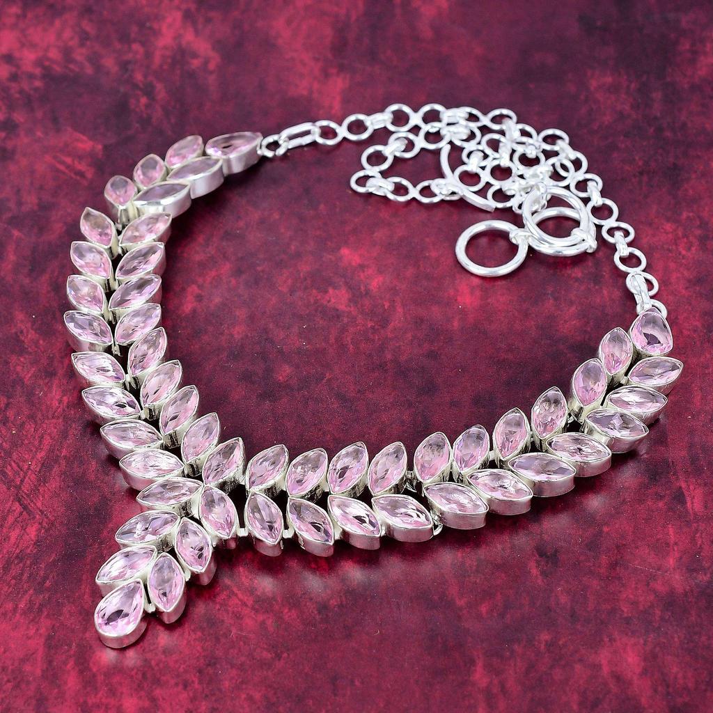 Pink Kunzite Jewelry, 925 Solid Sterling Silver Necklace, Handmade Gemstone Jewelry Adjustable Necklace For Memorial Day