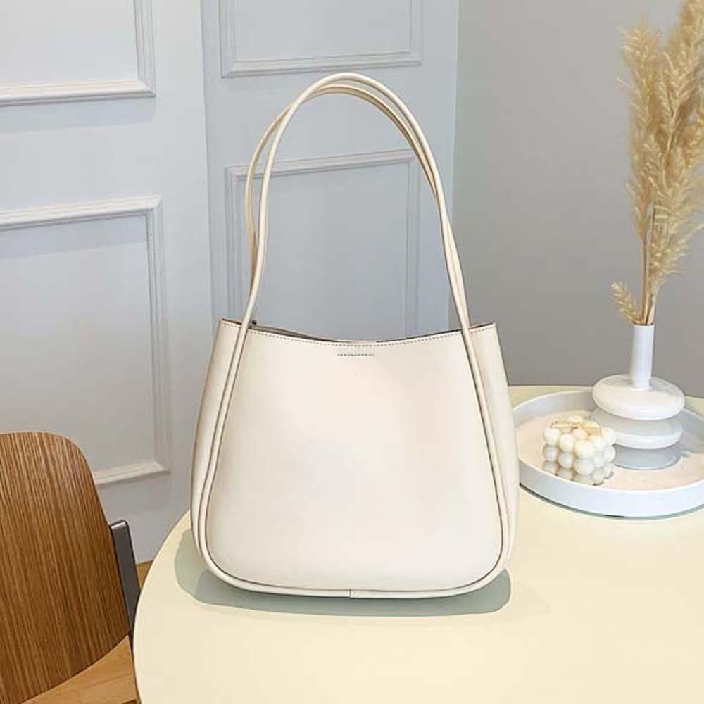 Elegant Solid Color Handbag Anti-splash Water French Underarm Bag Shopping Soft PU Tote Bag Work