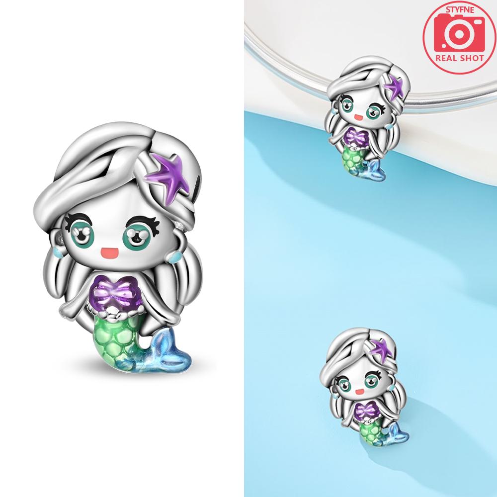 

Original Charm Blue Dream Sea Star Jellyfish Fish Tail Animal Cat Bead Fit Bracelet Women Jewelry Accessory Fine Gift Set