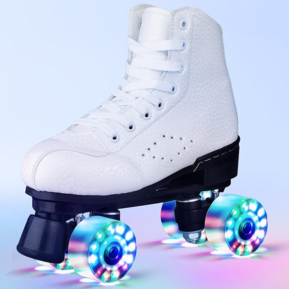 Flash Wheel Roller Skates With LED Light Double Line Skates 4 Wheels Two Line Skating Shoes for Adults