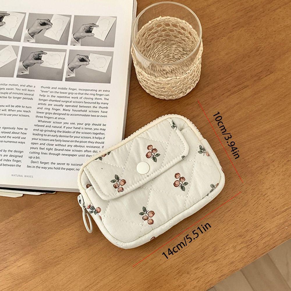 Stripe Small Makeup Lipstick Bag Large Capacity Mini Canvas Storage Bag Floral Coin Purse  Outdoor