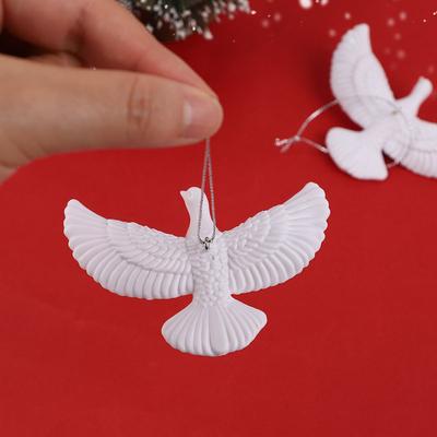 2Pcs Little White Dove Christmas Tree Decoration White Small Wings Creative Cute Pastoral Style Versatile Diy Pendant
