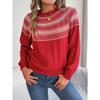 Damen Herbst-Winter Vintage Farbkontrast gestreifter Langarmpullover
