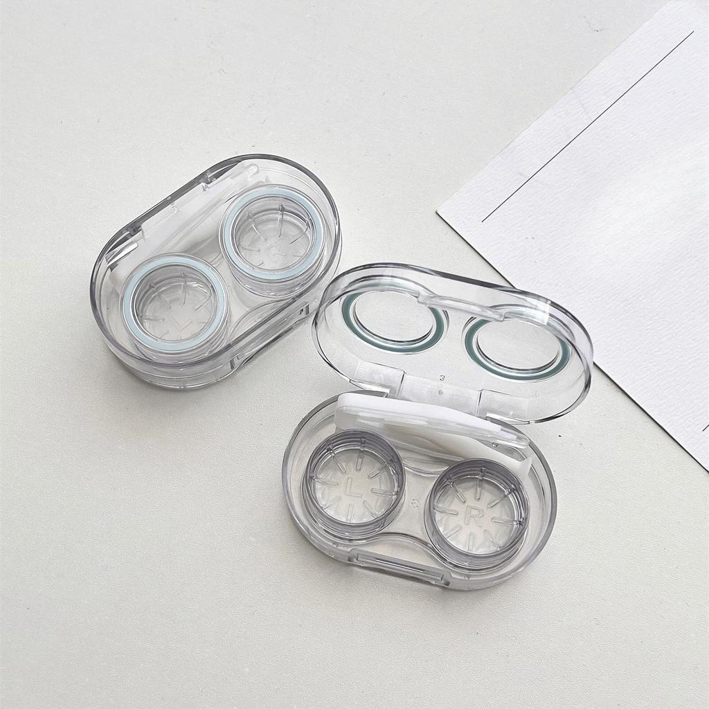 Women Clear Beauty Pupil Storage Box Travel Eye Care Container Contact Lens Cases Pink Transparent Colored Contact Lens Case