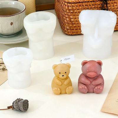 1 Stück Süßer Bär Silikon Kerzenform 3D Sitzen Stehen Haustierbär Handwerk Gips Harz Zementform Handgemachte Tier Seifenherstellung Werkzeuge