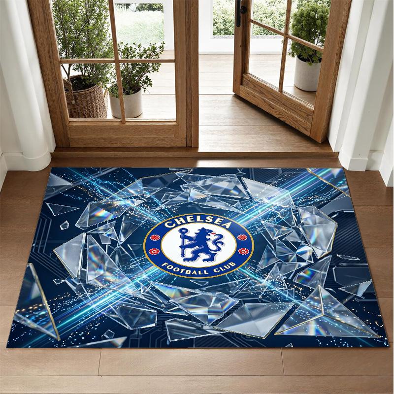 Chelsea FC Design Crystal Velvet Rug Soft Decorative Mat for Bedroom Entrance
