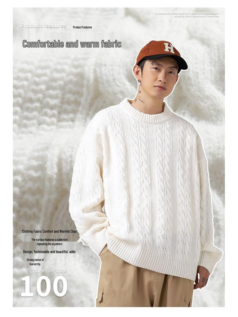 Hanlu Unisex Retro Japanese Round Neck Sweater - Autumn/Winter Loose Knit