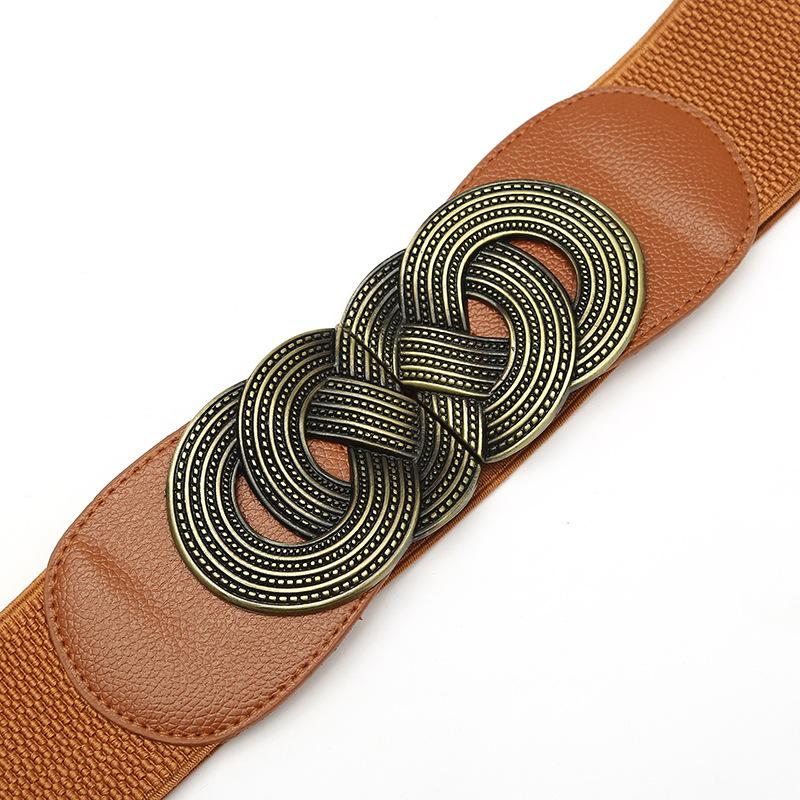 Fashion Retro Wide Belt for Women Korean Style Elastic Elastic Waist Seal Dress Decorative Women's Braided Belt