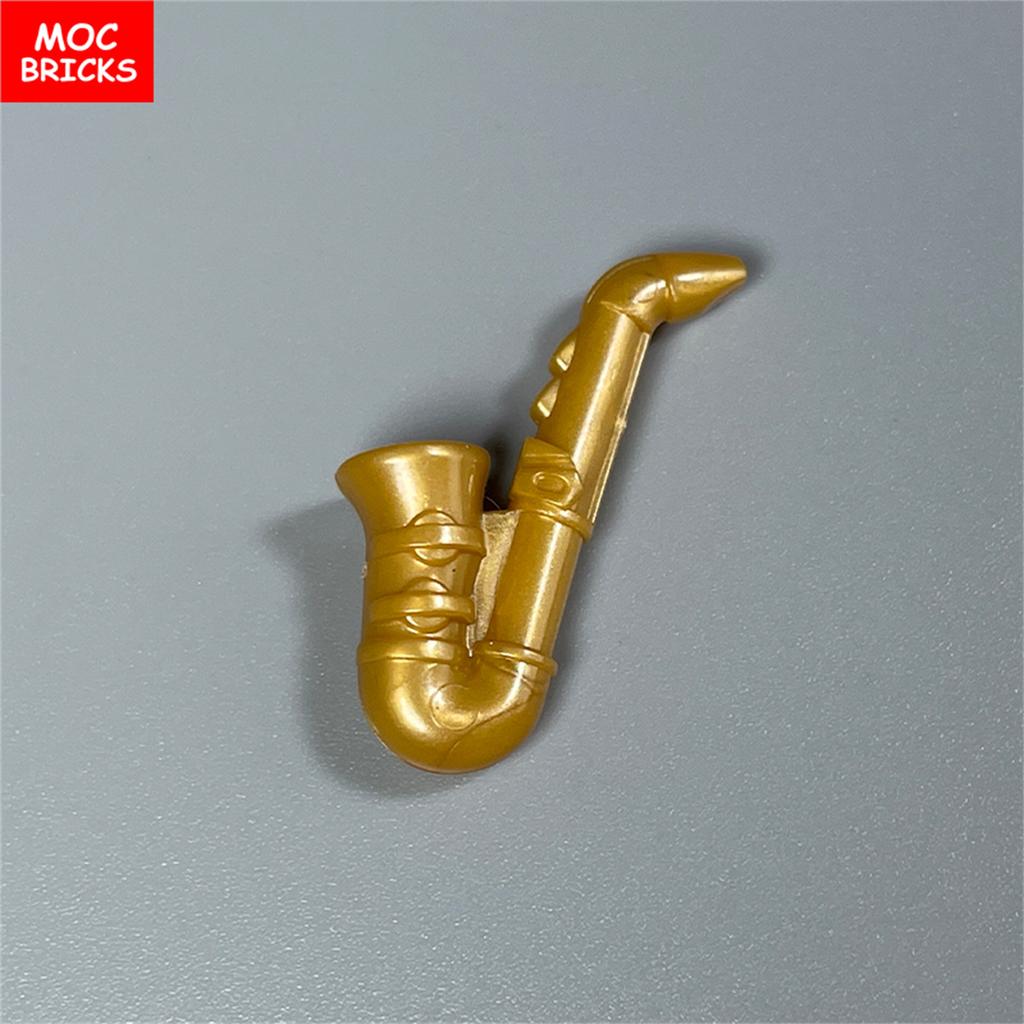 10pcs/lot MOC Bricks Utensil Saxophone Bass Guitar suona Instrument 13808 Music Building Blocks DIY Dolls Toys Kids Gifts