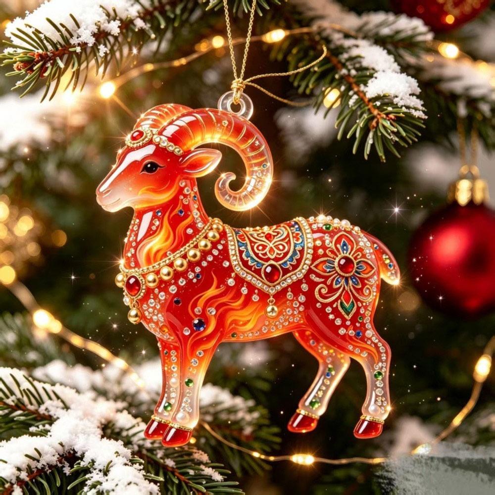 Acrylic Car Goat Pendant New Year Xmas Tree Hanging Ornament  Christmas Decor