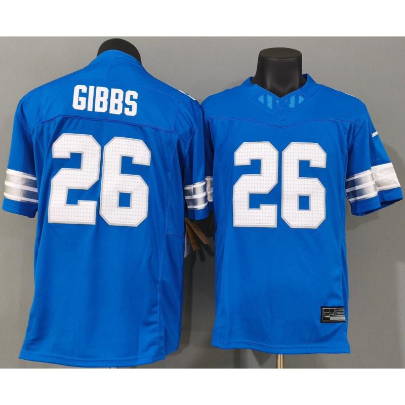 Detroit Lions NFL Football Jersey 26 Gibbs Blue Embroidered Third Generation Authentic Style
