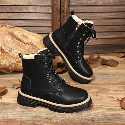 Side Zipper Velvet Large Size Martin Boots Women's Winter New Fashion Casual Thick-soled Warm Short Boots