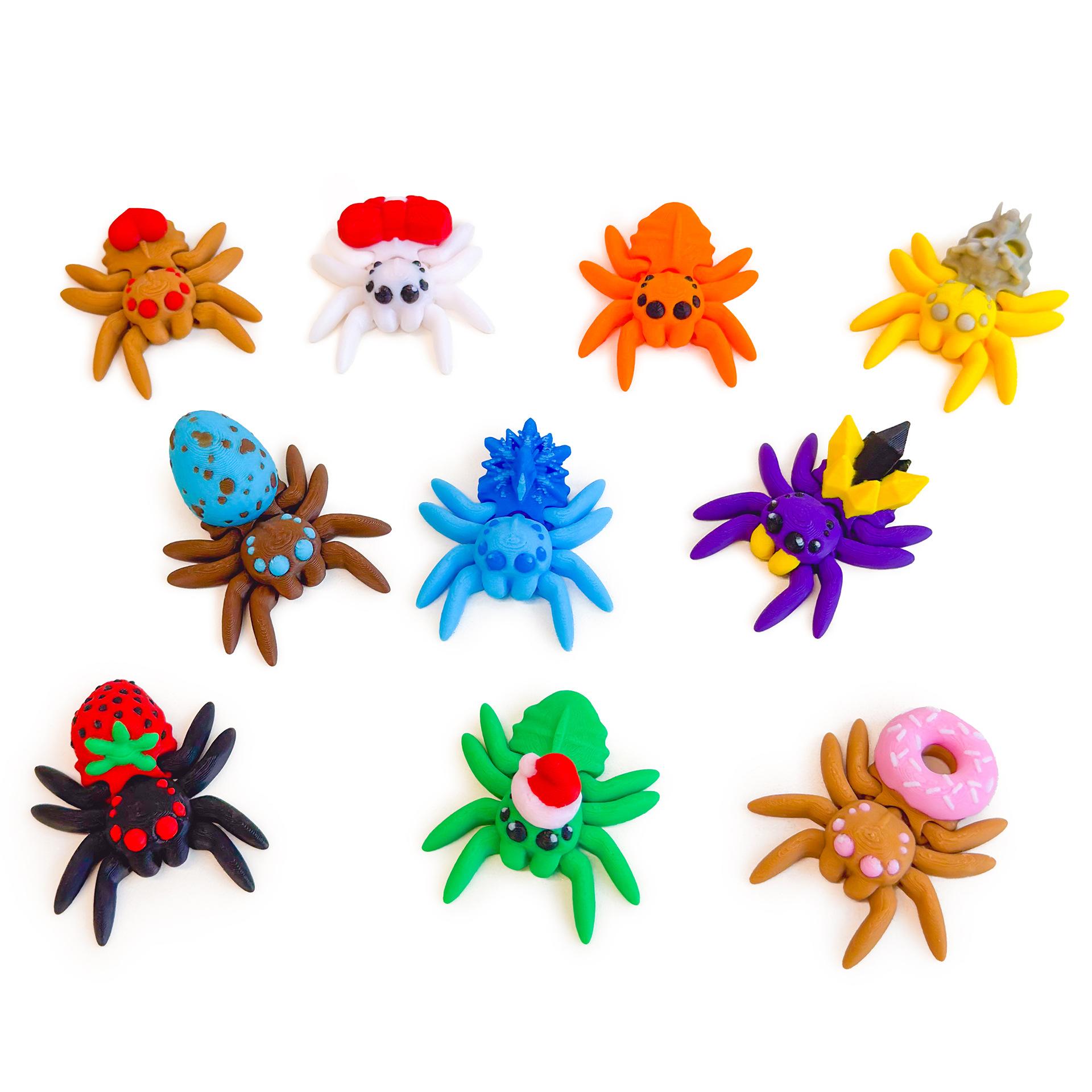 

3D Printed Flexible Spider Sculpture Kids Simulation Animal Toy Creative Home Halloween Ornament Desk Cartoon Christmas Gift