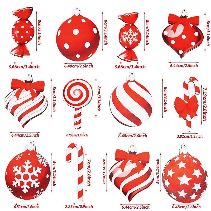 (12 Pcs/bag) Christmas Colorful Wooden Lollipop Candy Decoration Xmas Tree Hanging Decorations Holiday Party Painting Materials