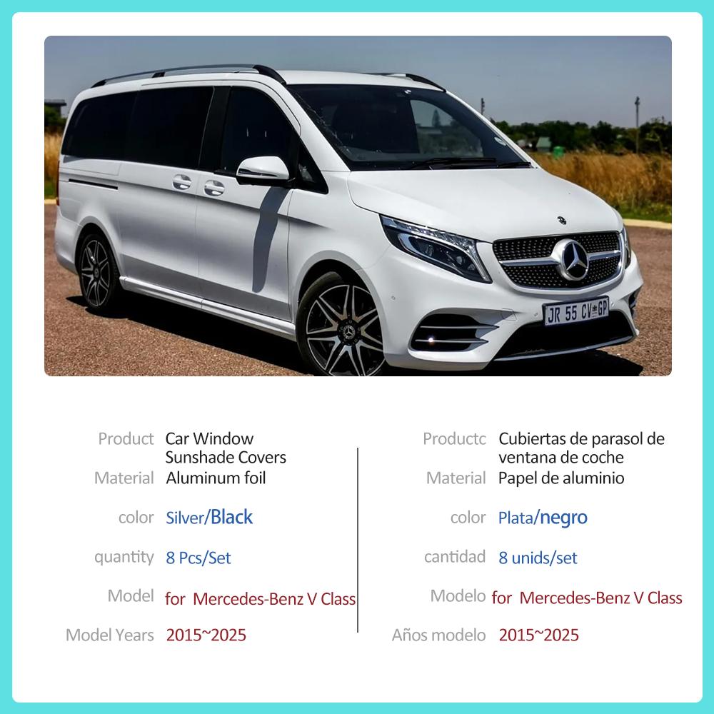 Car SunShade for Mercedes-Benz V Class W447 EQV 2015~2025 Windows Sun Visor Windshield Curtain Cover Sunroof Pad Part Accessorie
