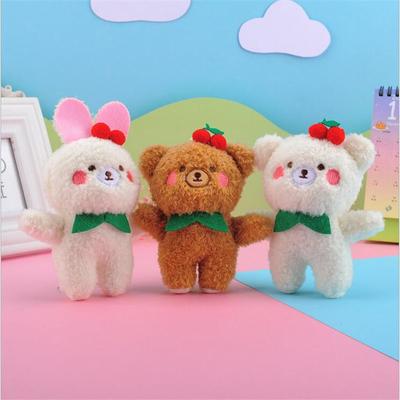 Cute Cartoon Plush Bear Rabbit Keychain Pompom Trinket for Baby Plush Toy Girl Bag Car Key Ring Mobile Phone Pendant Jewelr