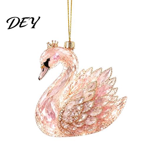 Christmas Tree Decoration Faux Crystal Animal Ornament, Acrylic Flat Print Hanging Decor Holiday Decorations for Tree, Butterfly/Peacock/Bird/Swan
