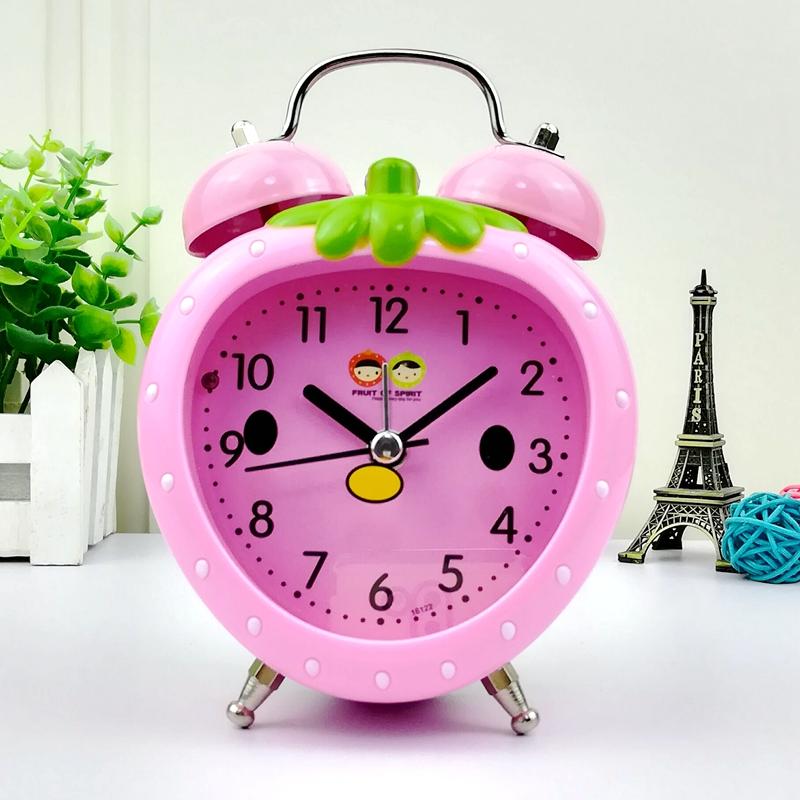 Children's creative red strawberry small alarm clock student lazy alarm clock simple cute silent boy and girl time