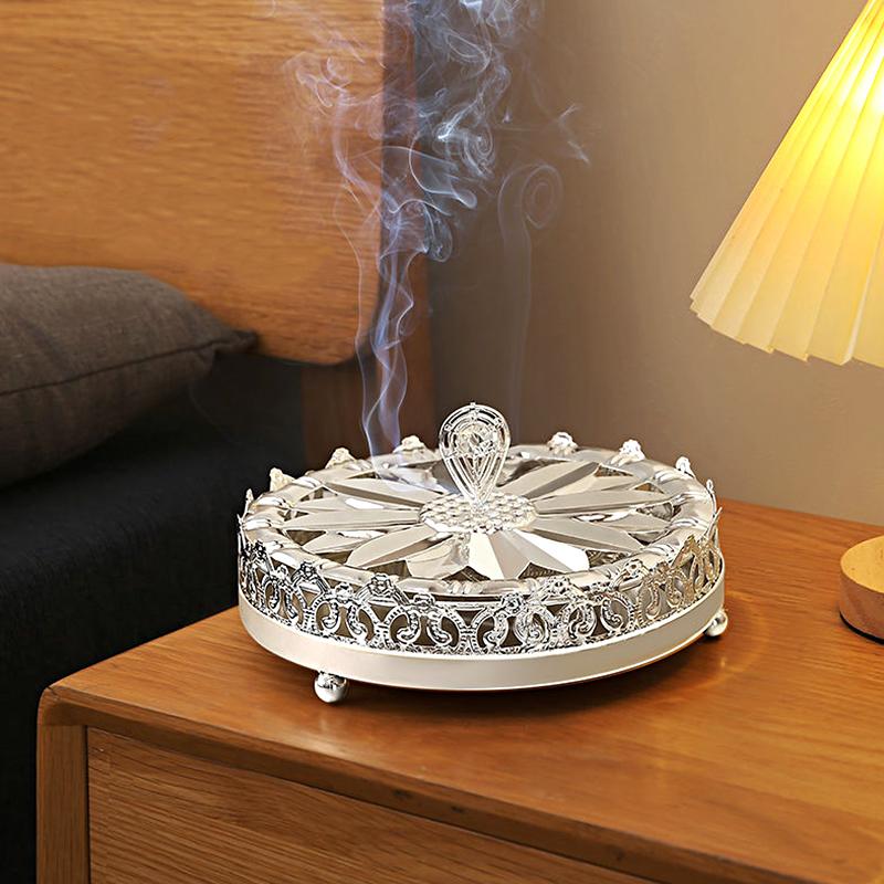 

Iron Art Solid Color Creative Hollow Pattern Durable Censer Summer Cancer Rack Unique Circle Design Retro Design 2 Colors