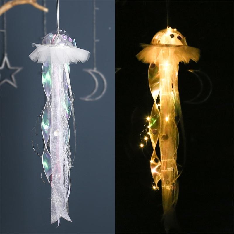 Handhold Light Up Jellyfish Lamp Toy Glowing Chandeliers Ambient Light for Restaurant Girls Kids Holiday Room Ornament