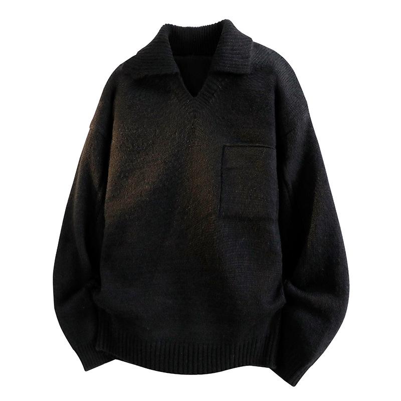 ACU Men s Retro Polo Collar V-Neck Knit Sweater L