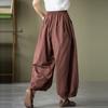 High Waist Casual Bloomers Pants Lady Arrival Vintage Style Solid Color Cotton Linen Female Ankle-length Pants