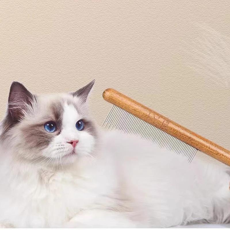 Pet Cats Comb Cats Accessories Stainless Steel Pet Hair Remover Wooden Handle Grooming Solid Dog Brush Cleaning Tools Supplies