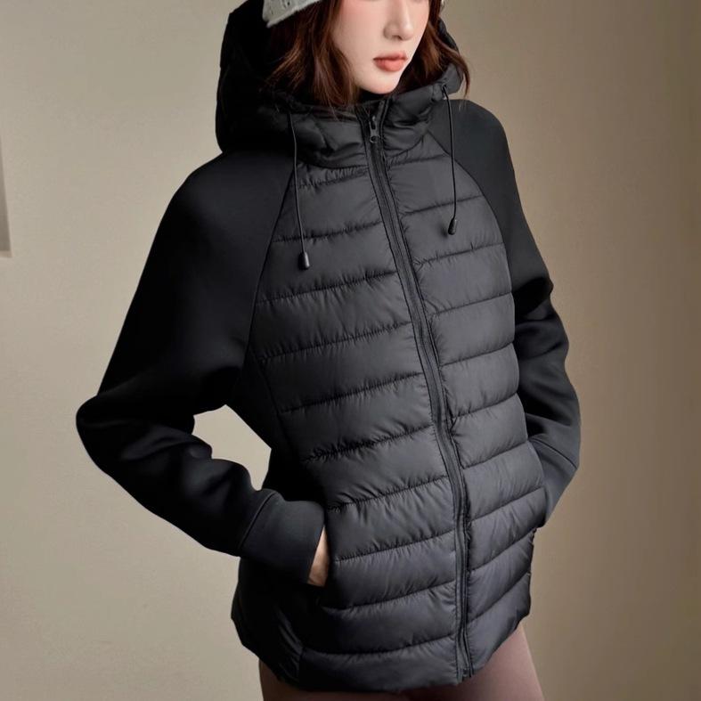 Light and thin European and American fashion women's clothing spliced cotton clothes, jackets, slim and thin stand-up collar down cotton clot