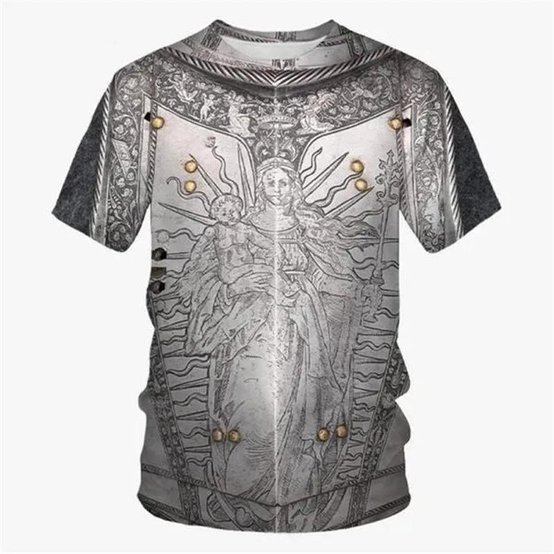 XXS-6XL Plus Size 3D Printed Armor T Shirt For Men Cosplay Pattern Tees Casual Retro Round Neck Short Sleeve T-Shirts Loose Tops