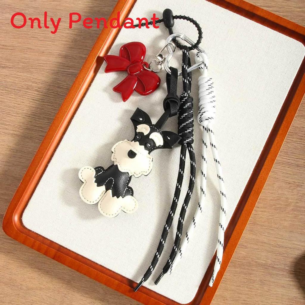 Snautie Dog Pu Leather Bag Charm With Cartoon Butterfly Knot For Fashionable Spring Use