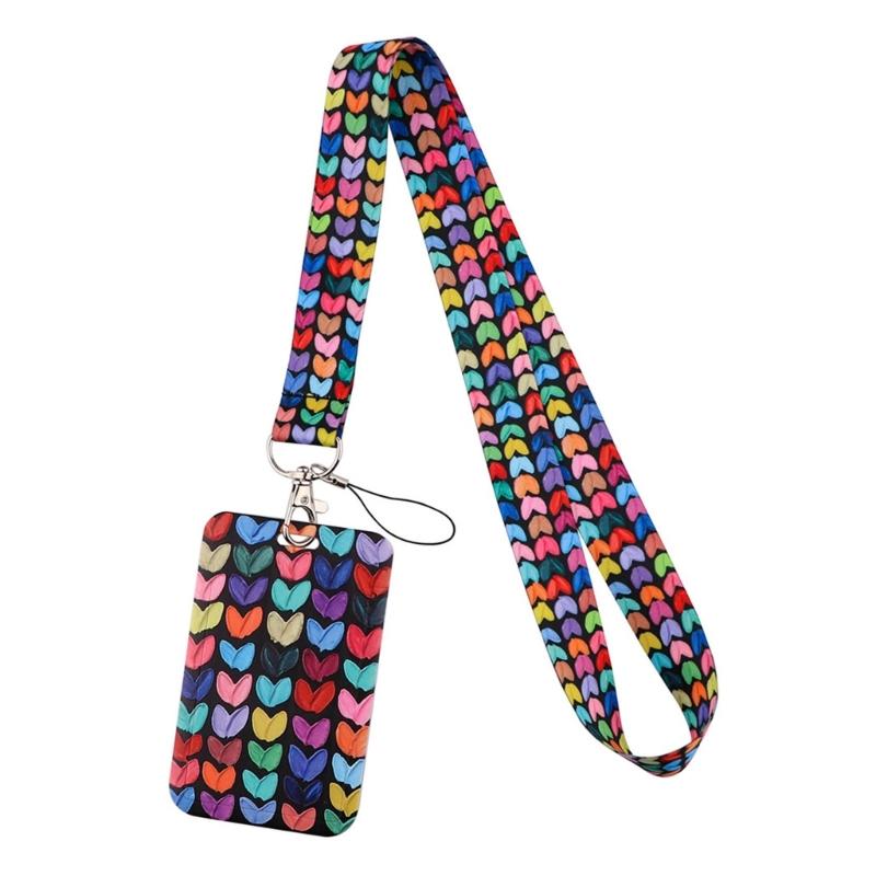 Lanyard mit Kartenetui Herzmuster ABS Kartenhalter Handy-Lanyard Kartenhülle für Arbeit Ausweishalter Buskarte Schlüsselzubehör