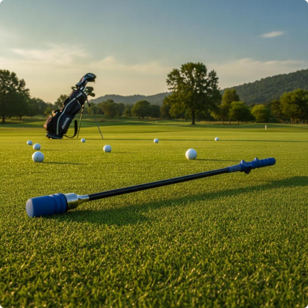 Golf Swing Trainer with Weighted Head Grip Correction Training Stick for