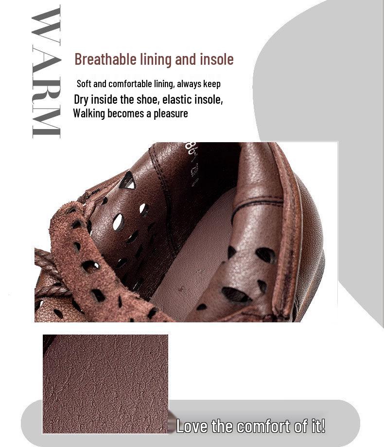 2025 Summer Women's High-Top Slip-On Cowhide Sandals - Comfortable Flat Soles