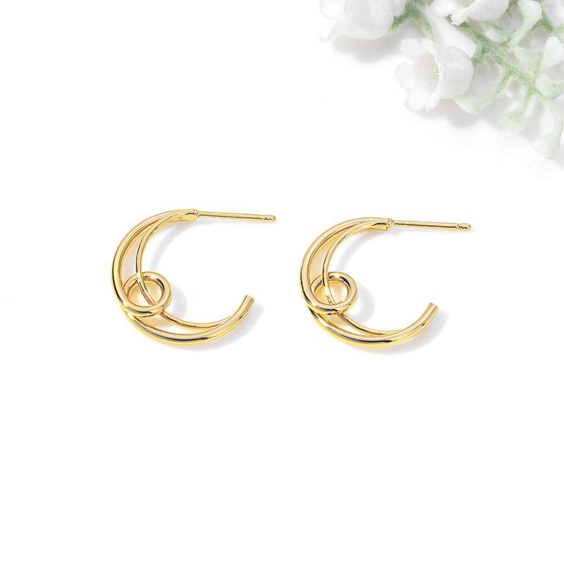 

Wrap Circle in Semicircle Women s Dangle Earrings Double-layers C-shaped Unique Design Unusual Earrings boucle d oreille