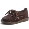 Cow Genuine Leather Soft Soled Hollow Sandals for Women Retro Casual Women Shoes Comfy Retro Wide Toe Thick Soled Women's Shoes