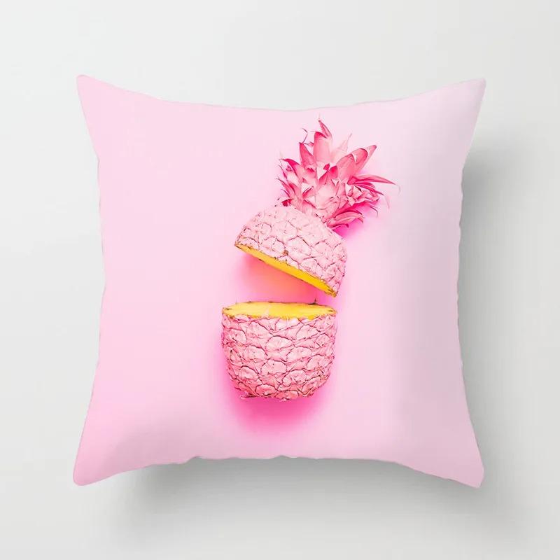 Pink Tropical Leaf Pillowcase Office Living Room Home Pillowcase Car Ornaments