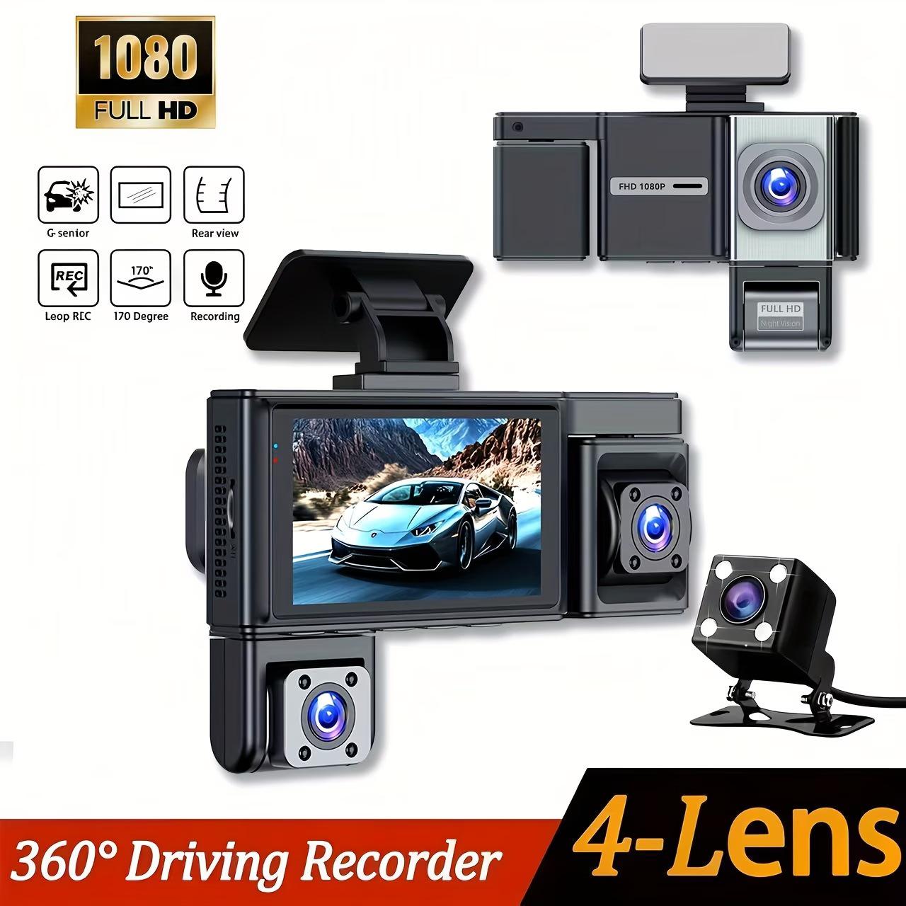 

1080P HD Four-Lens WiFi Dash Cam with Mobile Connectivity & Reversing Image Three Lens (No Card, No WiFi)