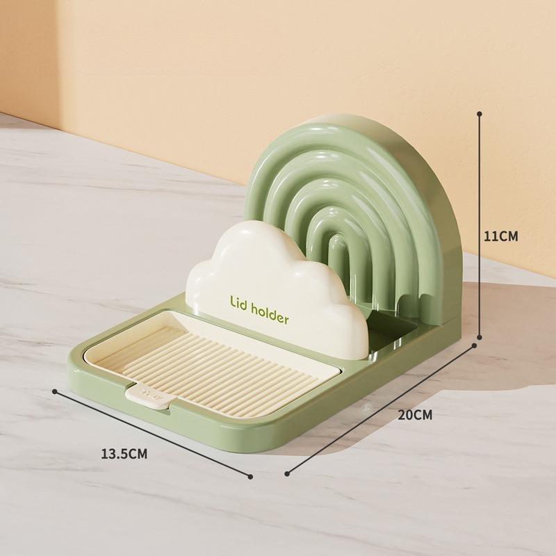 

1pcs Rainbow Suction Cup Type Pot Lid Holder Home Kitchen Organizer Desktop Spoon & Spatula Stand Kitchen Utensil Storage Rack зелёный
