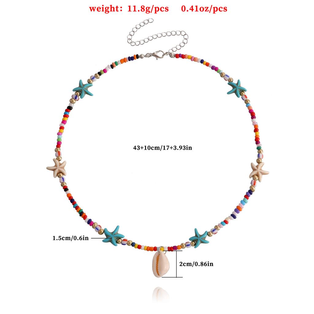 Bohemian Handmade Perlen Kette Halsband Seestern Shell Anhänger Halskette Für Frauen Mode Schmuck Strand Strang Goth Schlüsselbein Geschenke