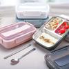 Lunch Box with Compartment Stainless Steel Liner Matching Spoon Chopsticks Thermally Insulated Portable Outdoor Bento Container