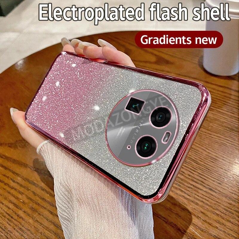 For OPPO Find X6 Case Electroplating Soft Glitter TPU Cell Phone Back Cover OPPO FindX6 Phone Casing For Girl Woman