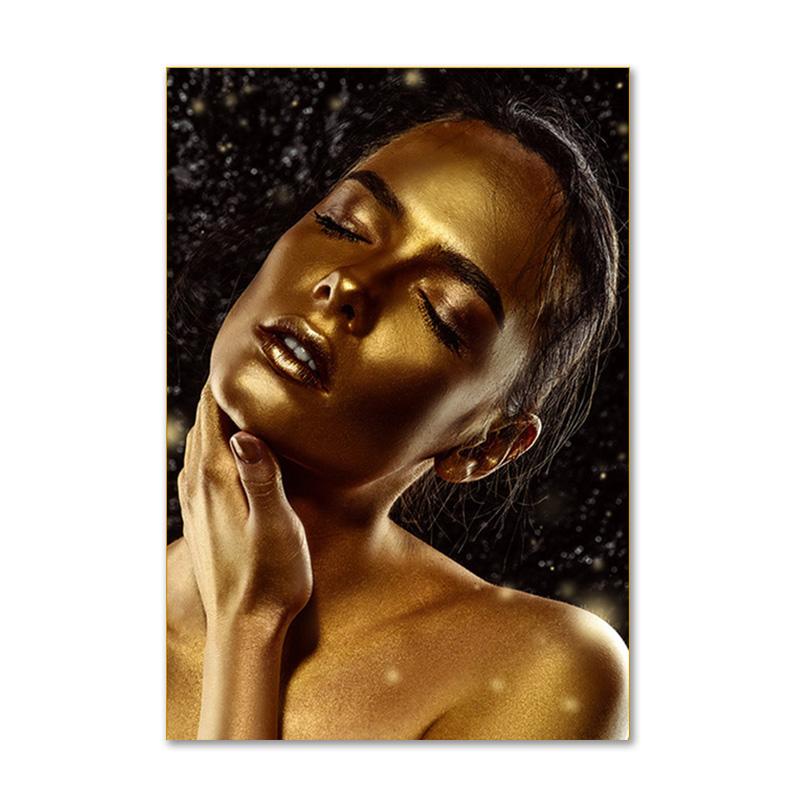 Schwarz und Gold afrikanische Kunst Poster drucken Frau Leinwand Malerei Wand Kunst Cuadros skandinavische Dekoration Home Bild Wohnzimmer