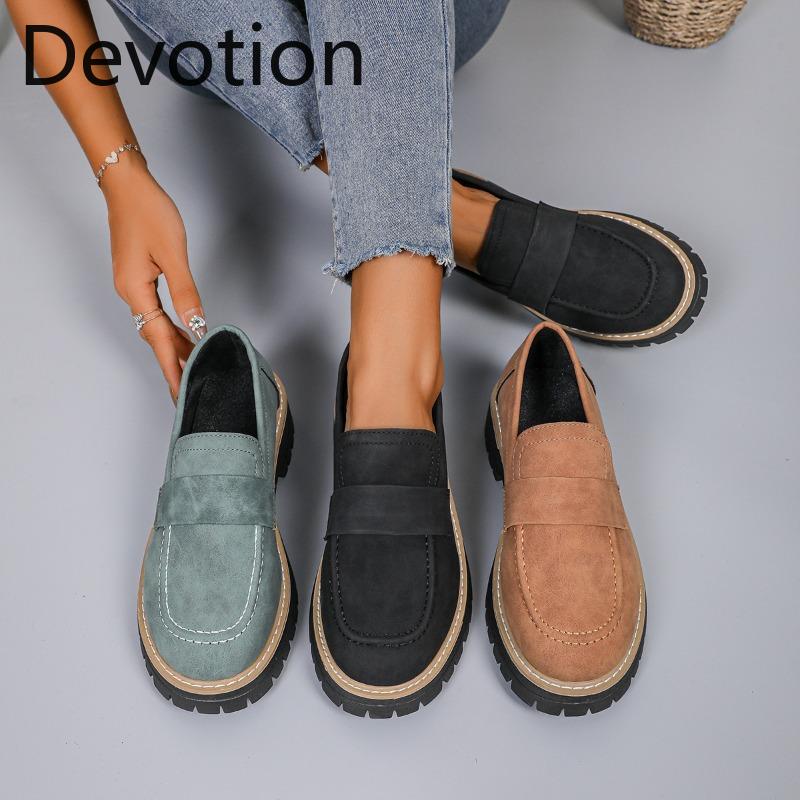 New Large-sized Loafers, Women's Shoes, Versatile and Casual, with Thick Heels and Soles Devotion