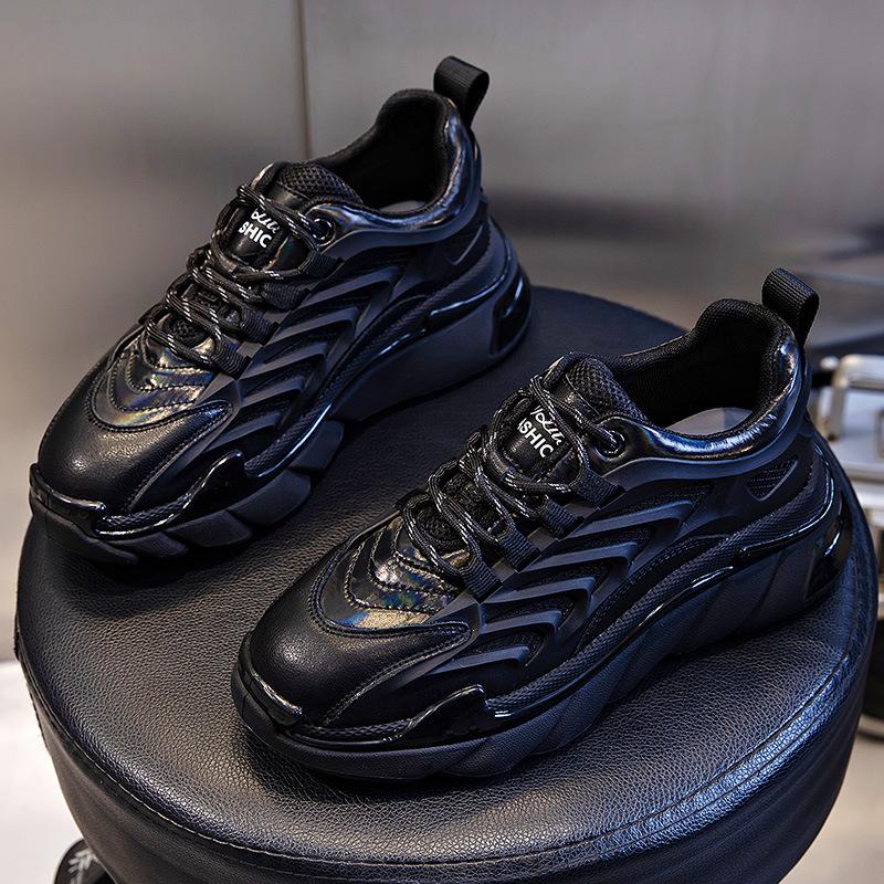 Absorbent Sole Dad Shoes Spring 2025 New Sports Heightening Leather Running Shoes Women's Casual Flats Children's Tide